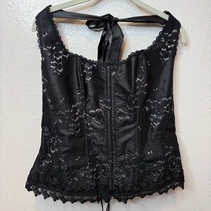 Fredrick’s of Hollywood Dream Halter Black Lace Up with Boning Corset Size 42